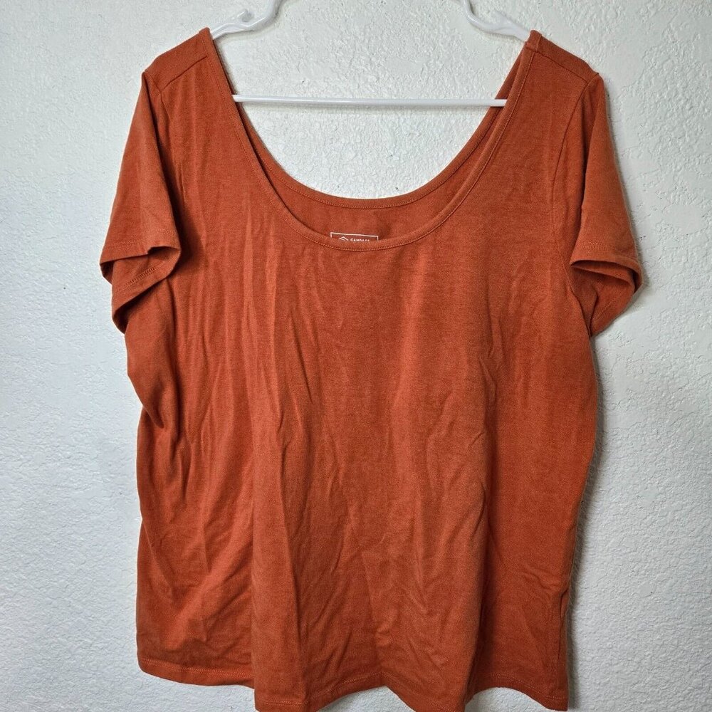 Candace Cameron Bure Shirt Womens 1X Plus Orange Scoop Neck Fall Pumpkin